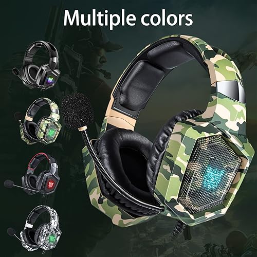 Miniatura 7 de Auriculares para juegos con micrófono, auriculares para juegos para PS4 PS5 Xbox One PC con luces LED, auriculares Playstation con reducción de
