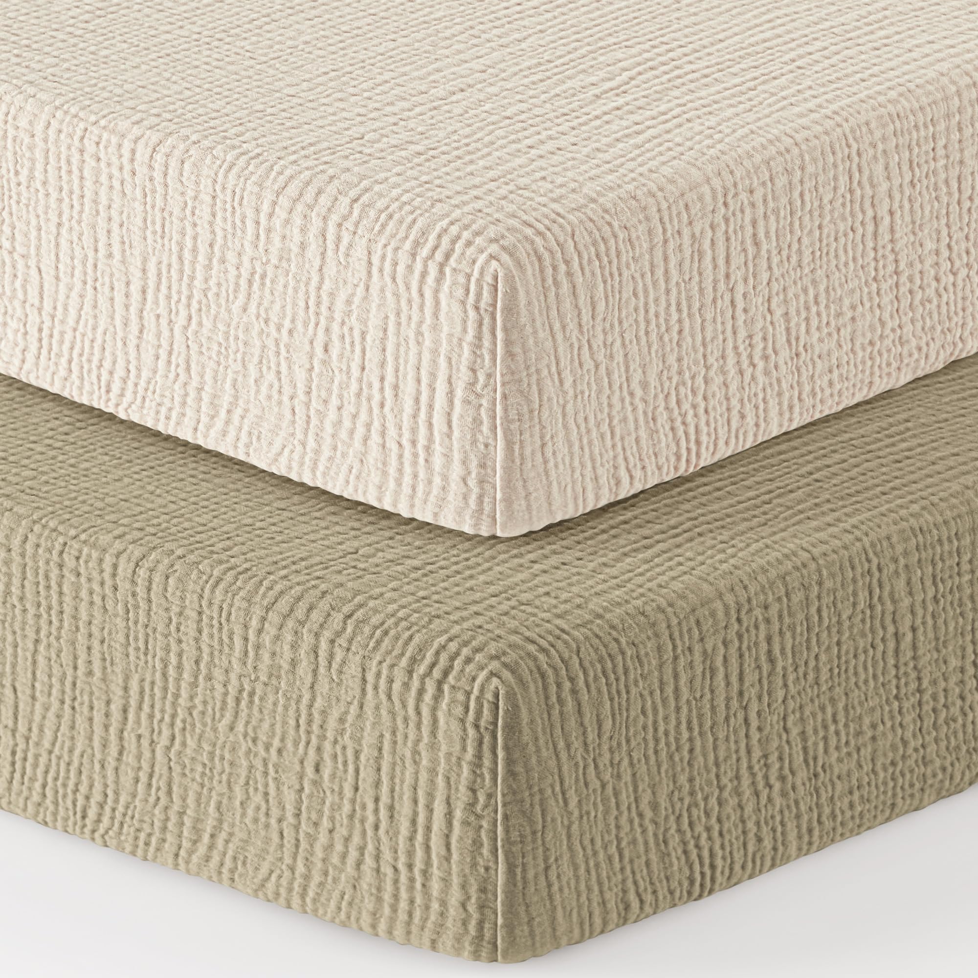 Bearmoss Set van 2 hoeslakens voor kinderen, mousseline-hoeslaken, 100% katoen, babylaken, 60 x 120 cm, reisbed, hoeslaken, bijzetbed, linnen lakens (boomknop, 60 x 120 cm