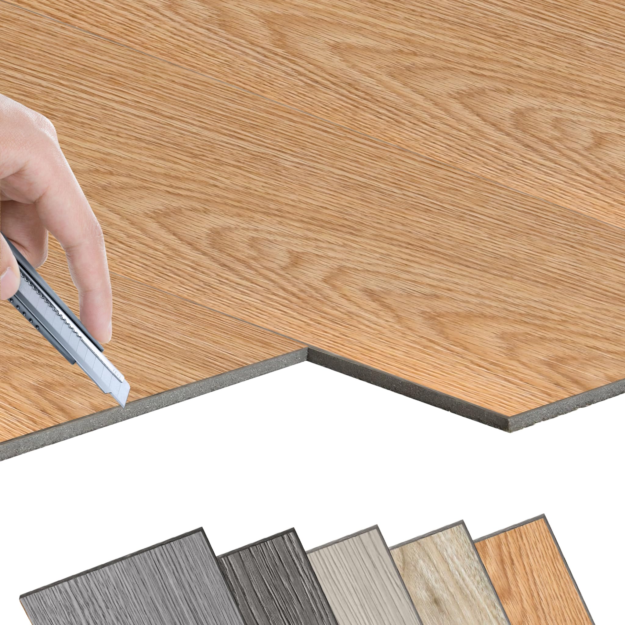FIVMEN PVC-pavimentazione, pavimento in vinile, autoadesivo, piastrelle adesive da 5 m², piastrelle per pavimenti, aspetto in legno, piastrelle in vinile, pavimento, rivestimento in vinile, clicca per