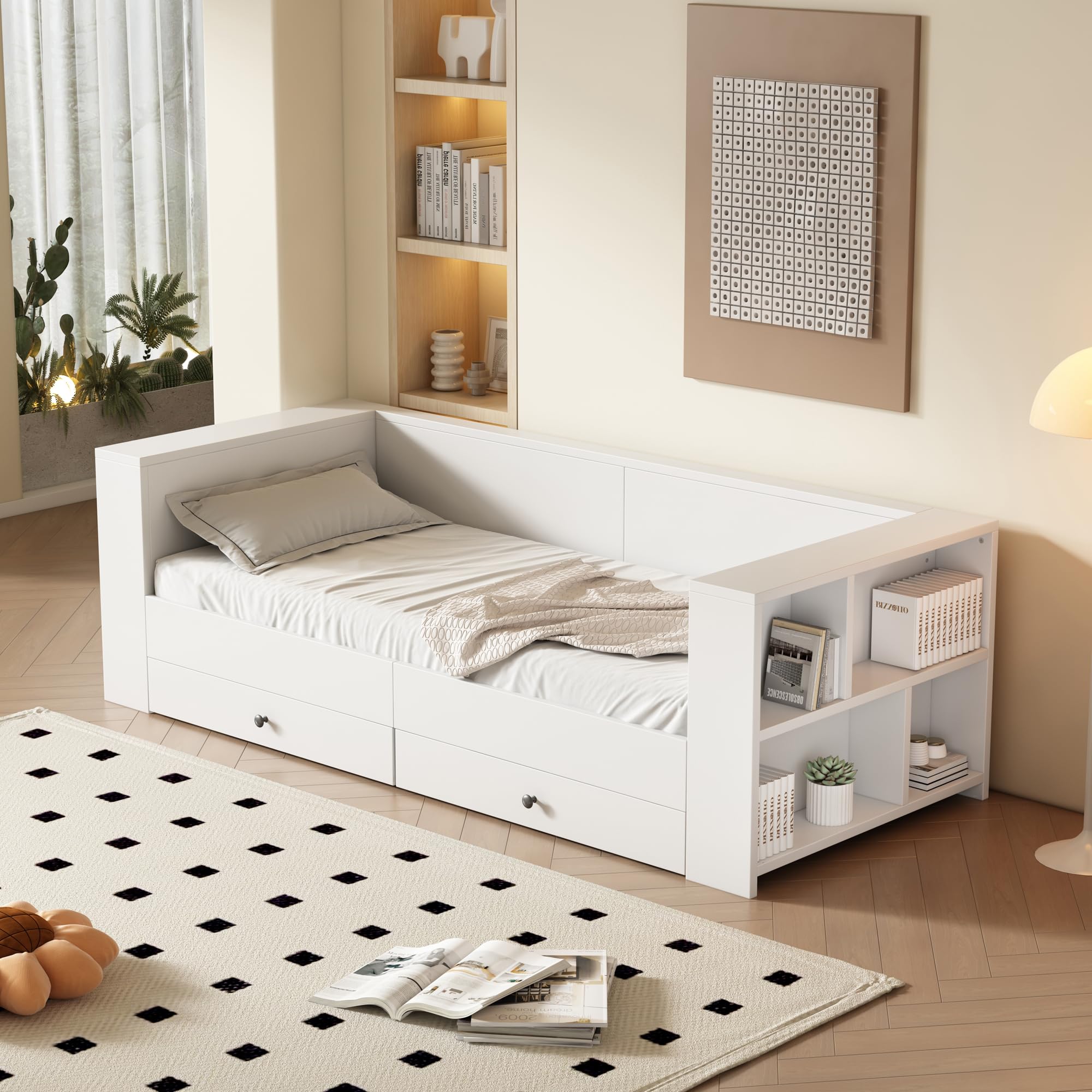 Giroletto Letto Singolo In Legno Con Cassetti Letto Contenitore
