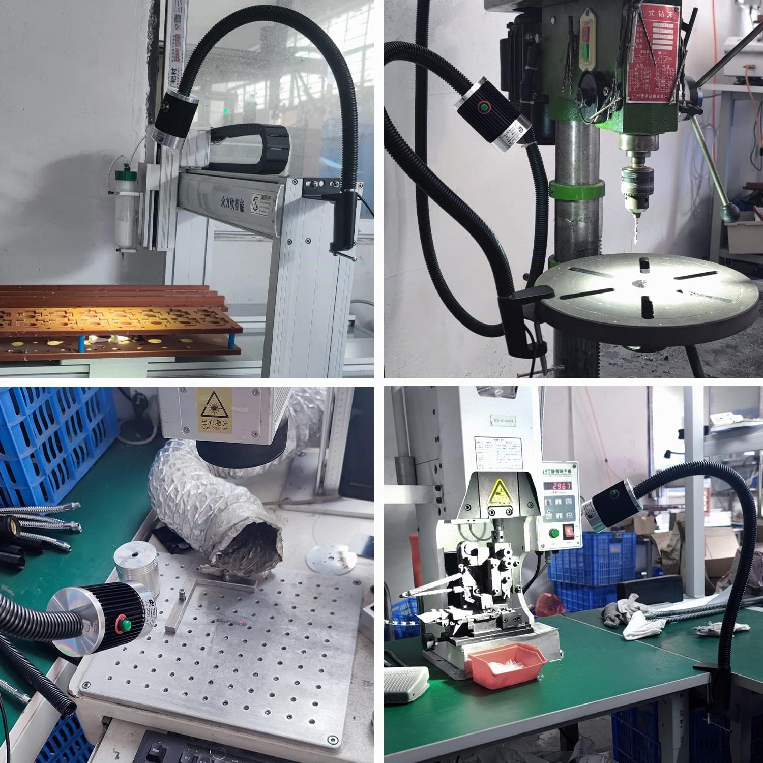 Luce a collo d'oca flessibile a led 900 lumen fissa con morsetto a C Lampada da lavoro per illuminazione industriale per macchine utensili e tornio