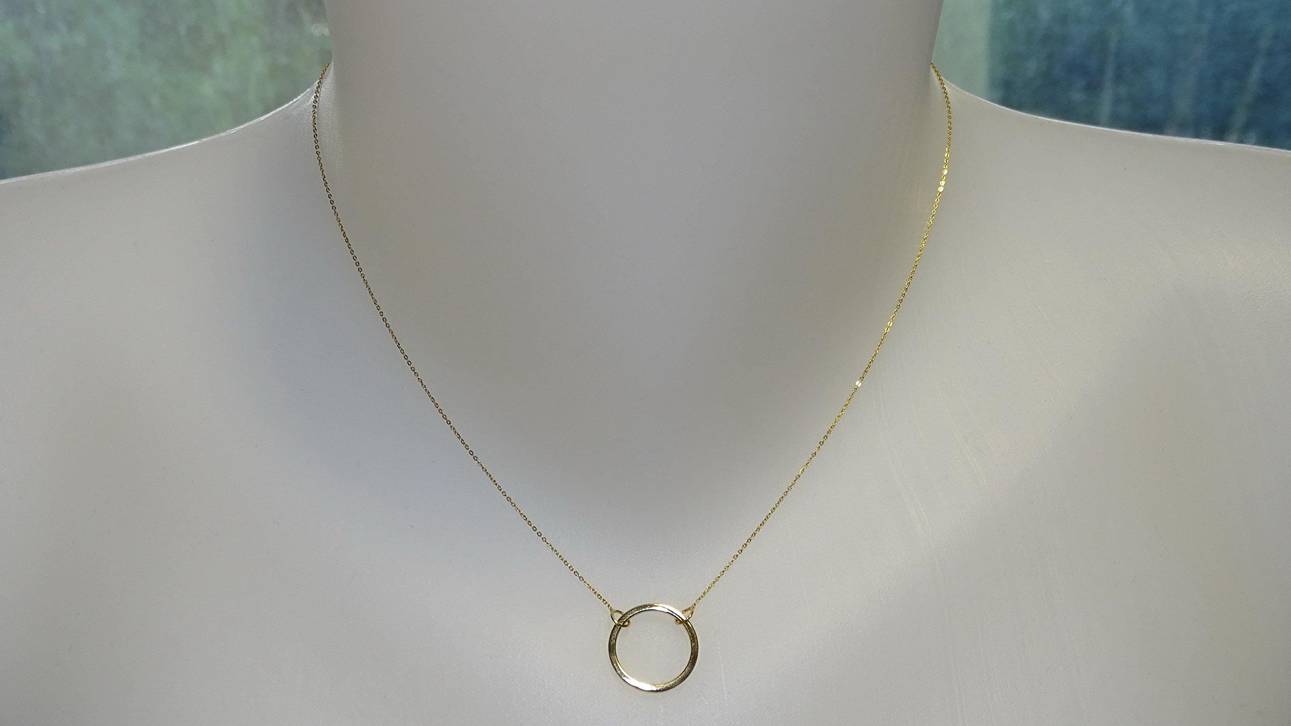 Naszyjnik Karma 18K Gold | zawieszka Circle 42cm link chain | Fashion choker | Biżuteria designerska | 1.50g żółtego złota | Damski prezent na rocznicę | Prezent na Dzień Matki | Prezent na Walentynki |
