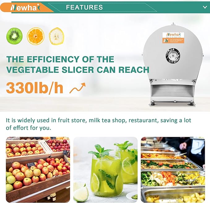 Cortadora de Verduras Eléctrica Newhai 0-10mm Acero Inoxidable miniatura 6