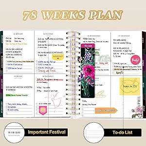 Planner 2025-2026, 18 Months Large Academic Daily Weekly Monthly Planner Organizer, July. 2025 - Dec. 2026, 8.5x9.8" Agenda with Page Tabs, Separator Page, Pocket Folder, Bookmark, Stickers & Sticky Note Set