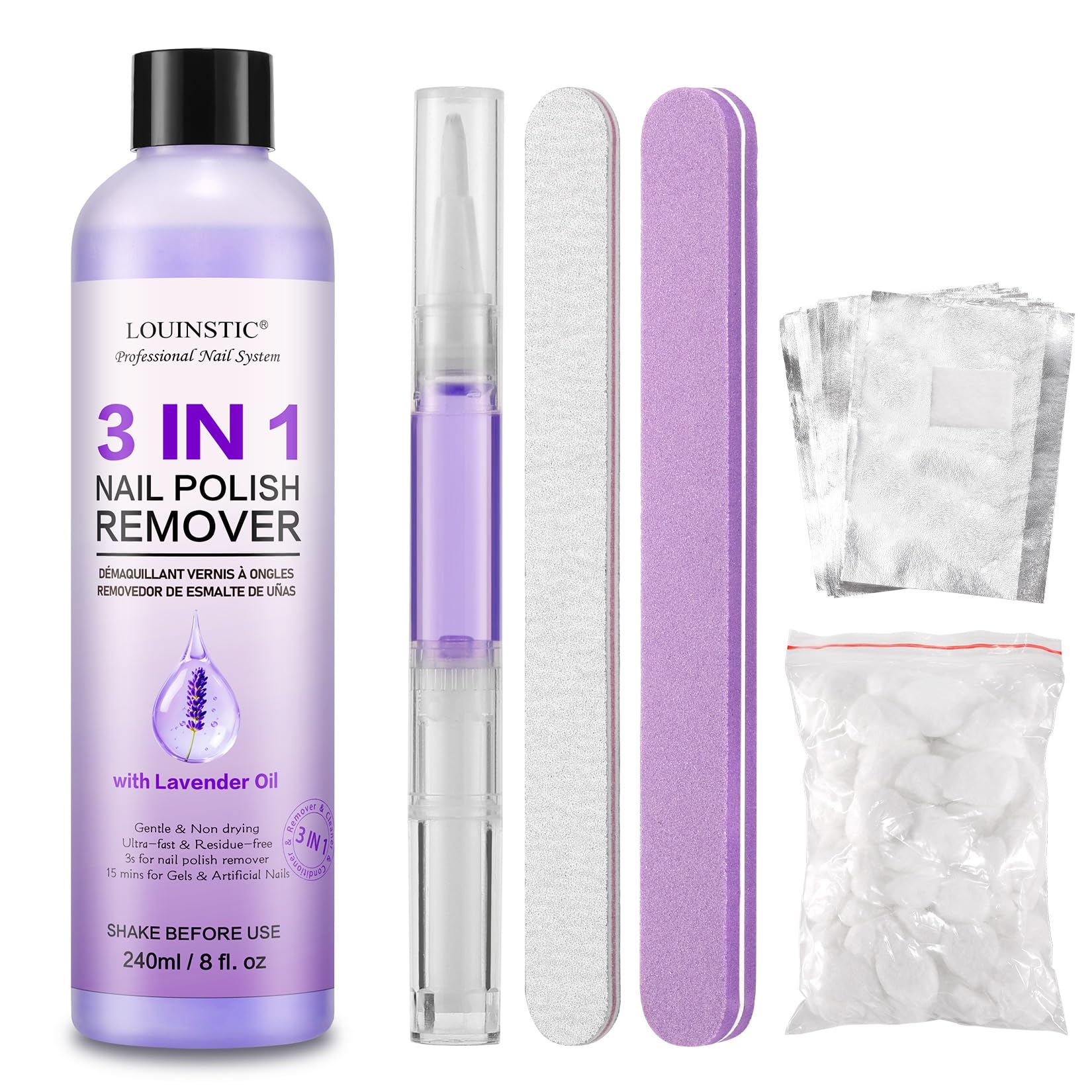 LOUINSTIC Acetone Nail Polish Remover 8 Oz, Quickly Remove Nail Polish/Gel