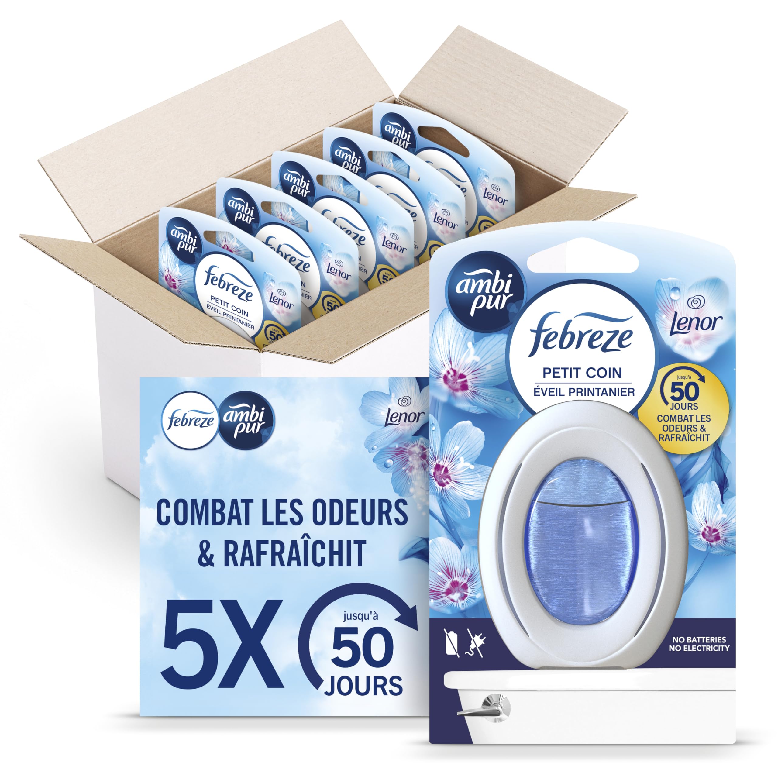 Febreze Petit Coin Désodorisant WC jusqu'à 50 jours Eveil Printanier x5