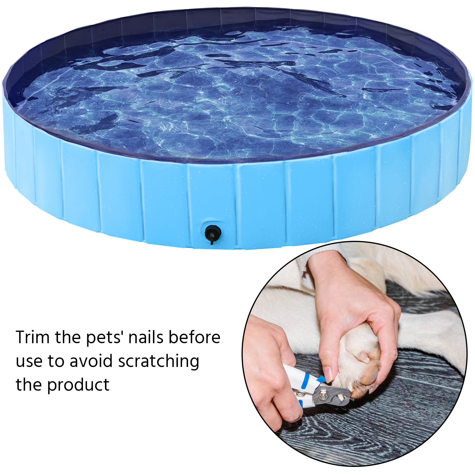 Yaheetech Piscina per Cani Gatti Pieghevole, Vasca da Bagno in PVC, Piscinetta per Animali Domestici, Rigida Portatile Antiscivolo all'Aperto Interno Giardino XXL 160 x 30 cm Blu