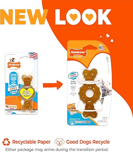Vista 12 de Nylabone - Juguete masticable para cachorros, suministros para cachorros – Sabor a pollo, XL/Souper (1 unidad)
