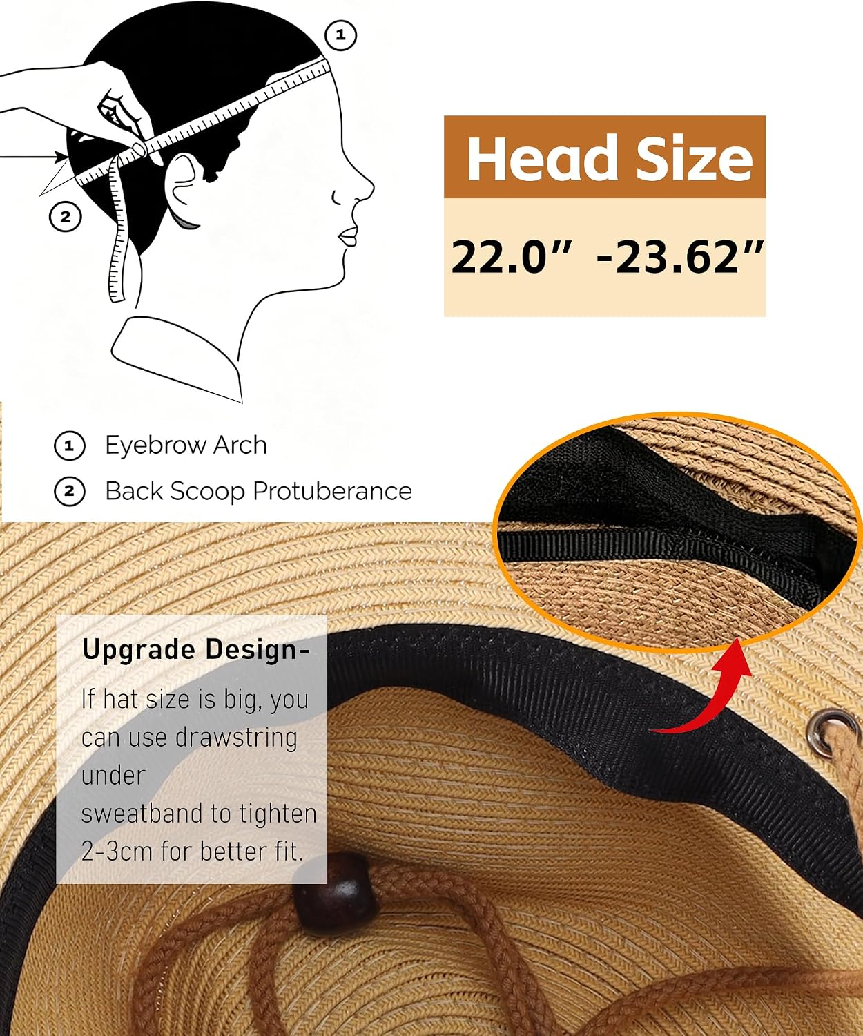 Home Prefer UPF50+ Men's Wide Brim Straw Fedora Sun Hat with Badge Lanyard