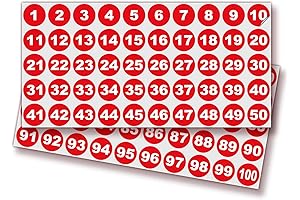 iSYFIX Red Consecutive Number 1-100 Helmet Stickers