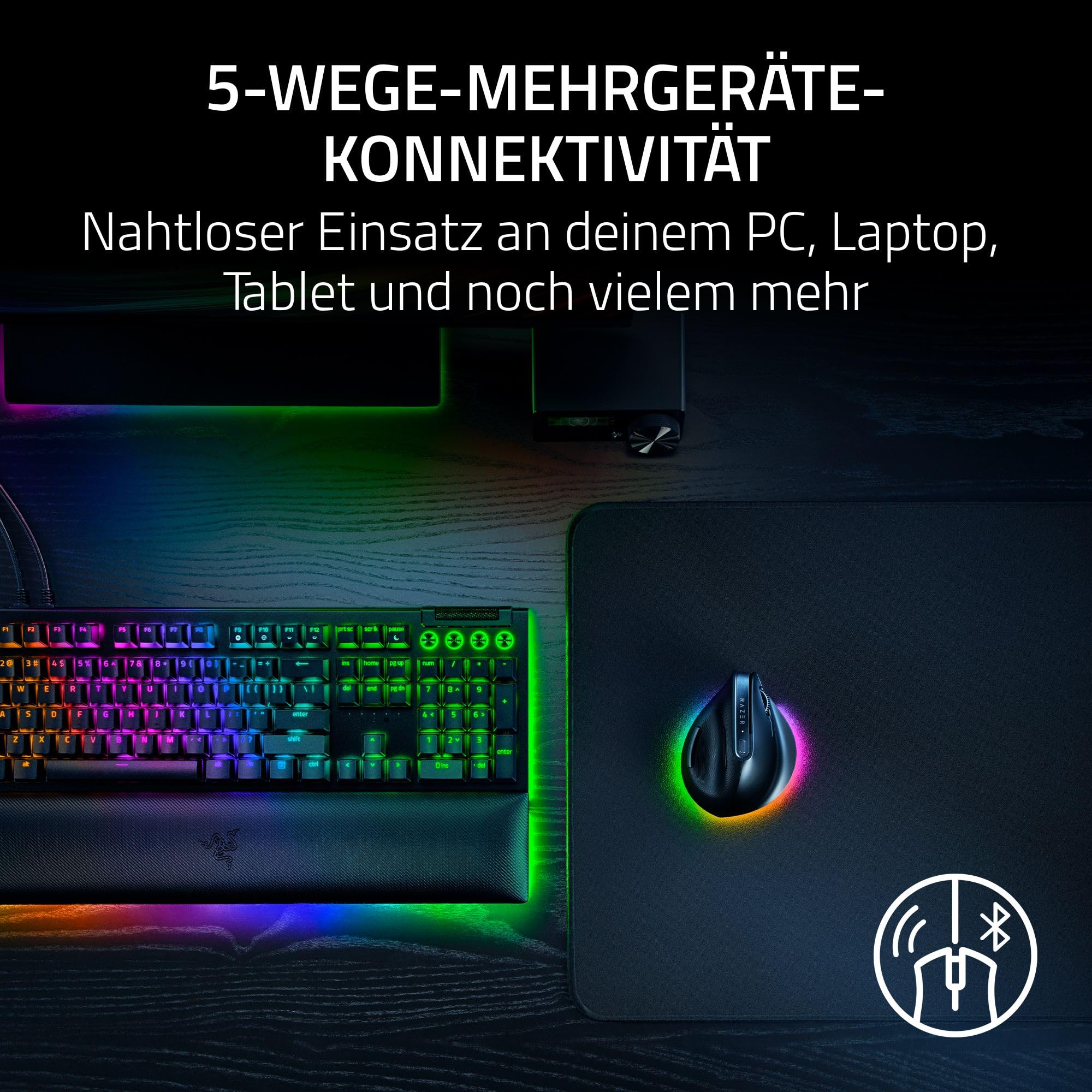 Razer Pro Click V2 Vertical - Vertikale ergonomische kabellose Maus für Rechtshänder - KI Prompt Assistenz - 30K Optical Sensor - Windows & Mac (bis zu 6 Monate Akku-Leistung, 9 Tasten) Schwarz