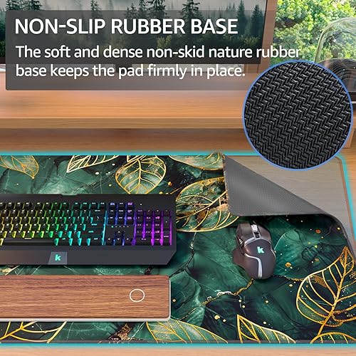 Miniatura 148 de KTRIO - Alfombrilla de mouse grande para juegos con bordes cosidos, extendida, tela microtejida superior, base antideslizante, almohadilla de Negro