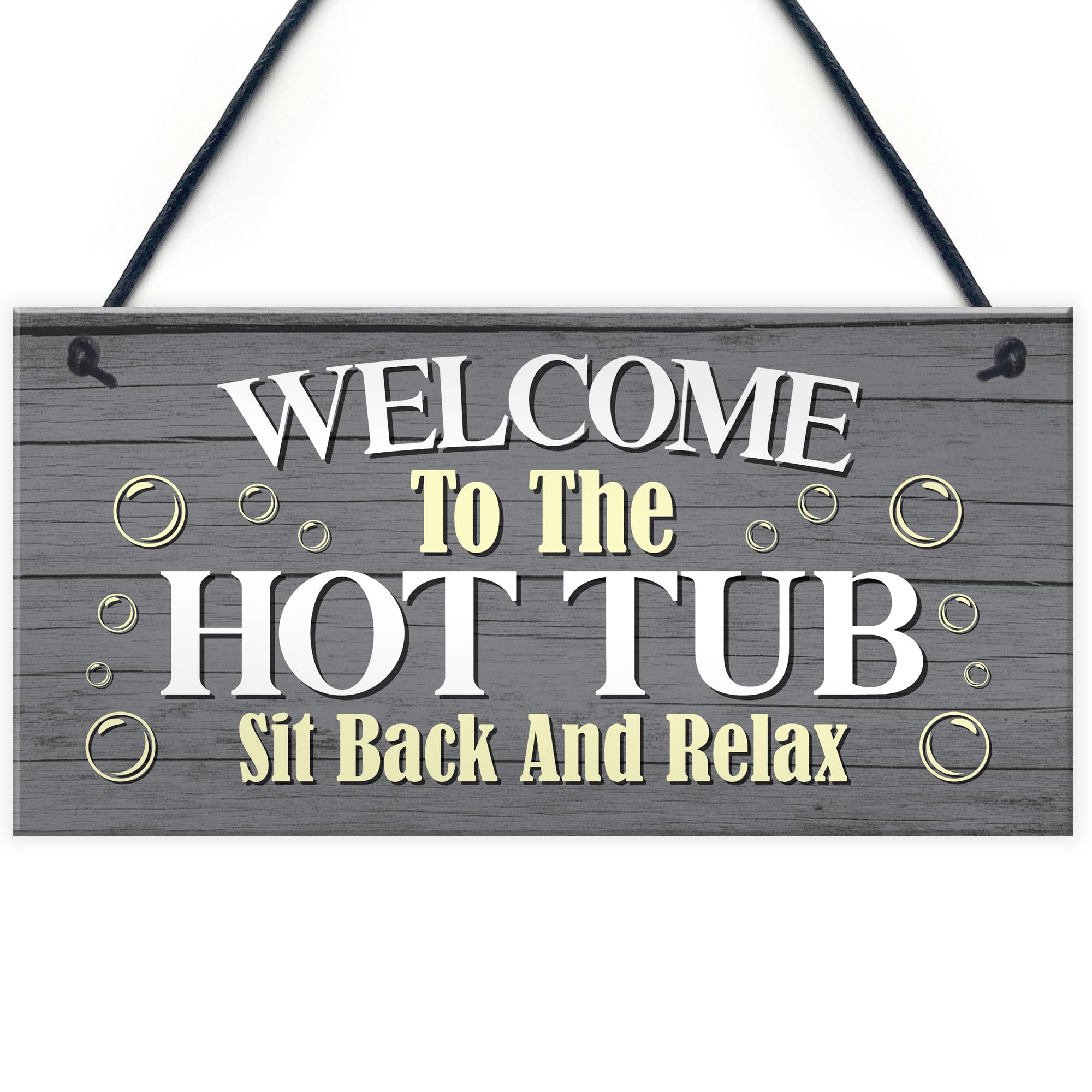Red Ocean Hot Tub Welcome Sign In Grey - Hot Tub Accessories For Garden Fence, Shed, Wall - Hot Tub Decor Plaques and Sign - Novelty Home Decor Gift - Indoor Outdoor Hot Tub Signs