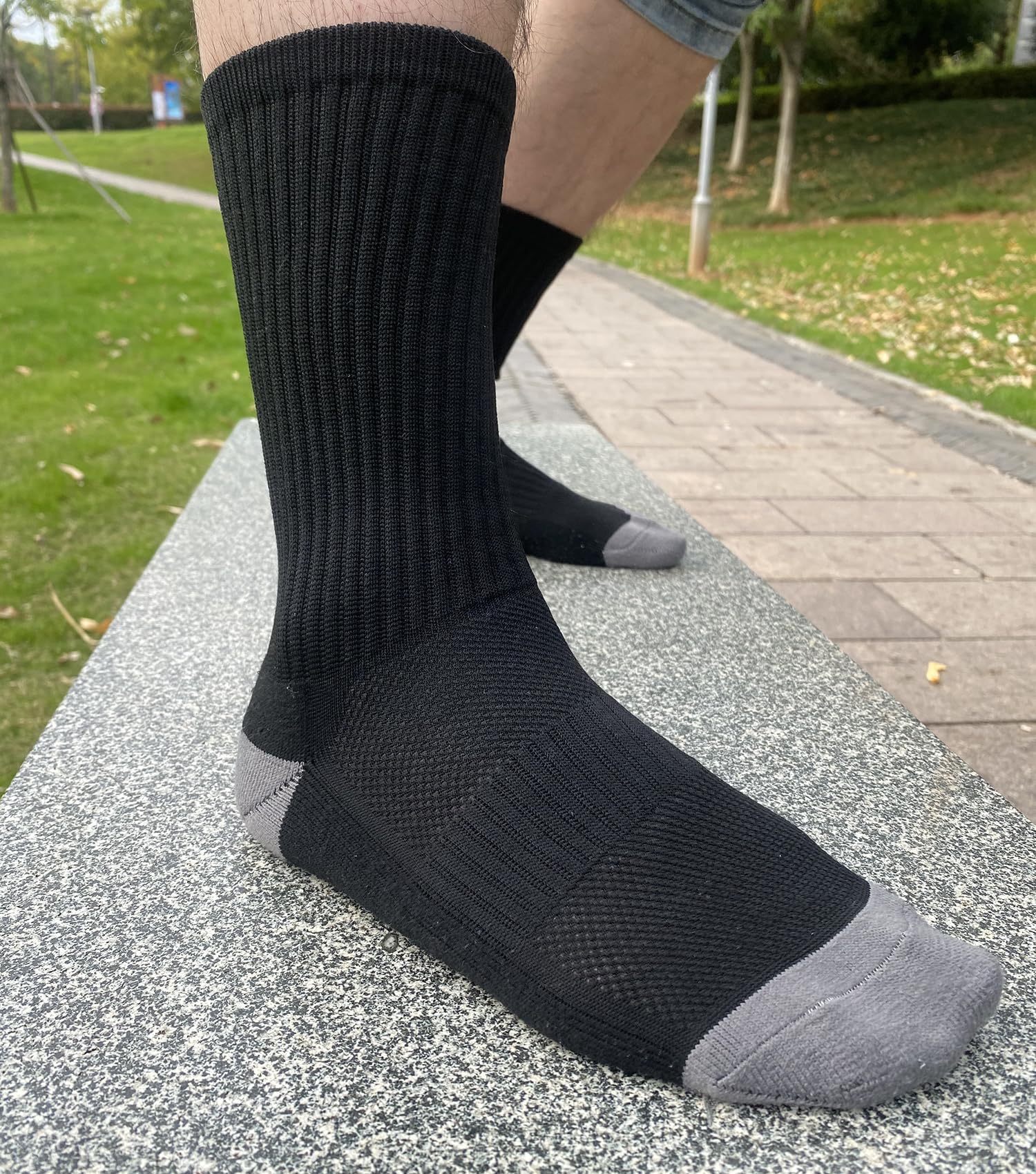 YWSLRC 6/8 Pairs Men's Crew Socks Athletic Sock Performance Full Cushioned Breathable Sport Work Running Sock Size 6-12