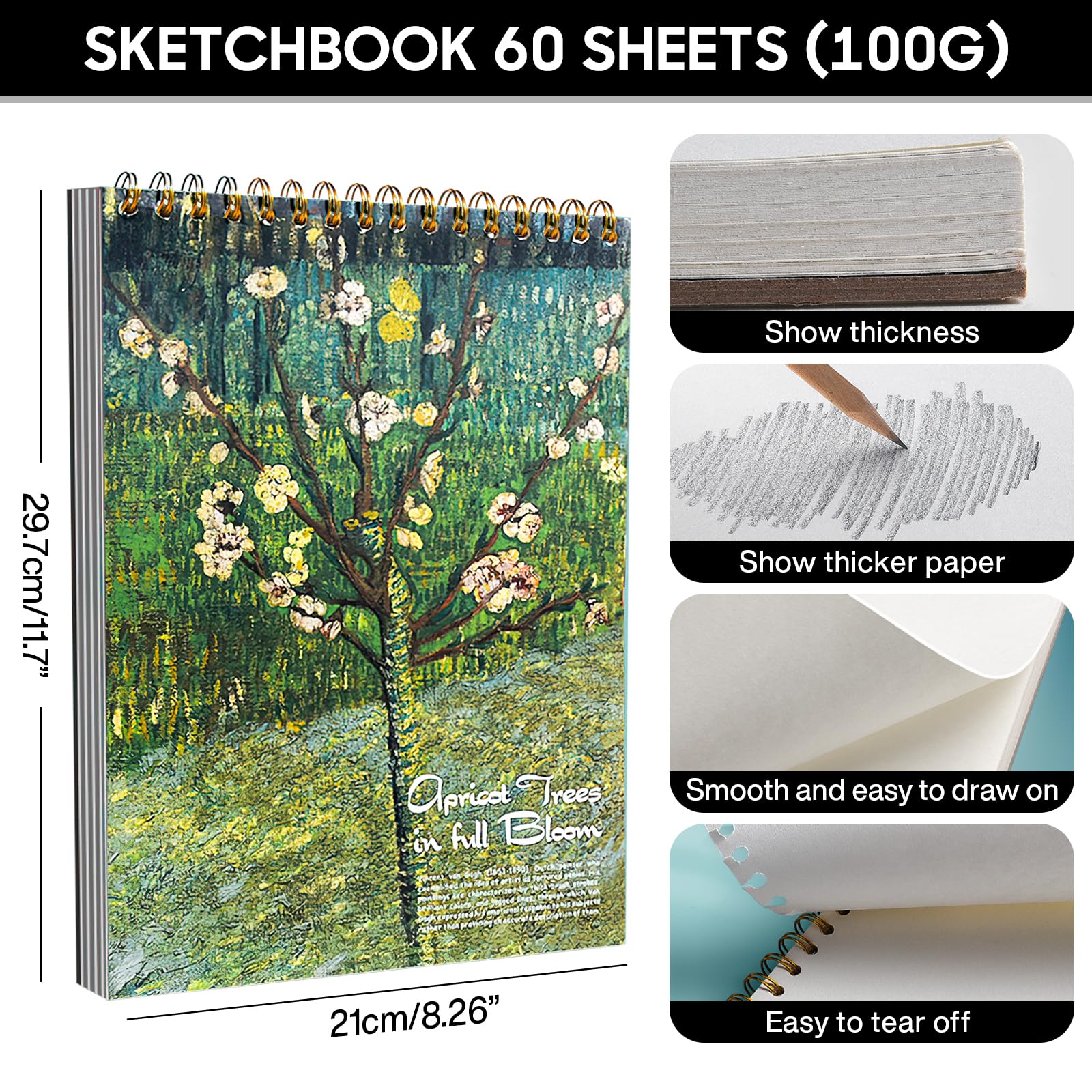 Spardar 145 Teiliges Zeichenstifte Professionell Set, Zeichenset mit 120 Farbige Buntstifte, Kohlestiften, Graphitstift und Aufbewahrungstasche & Skizzenbuch A4, Geeignet für Anfänger & Profis