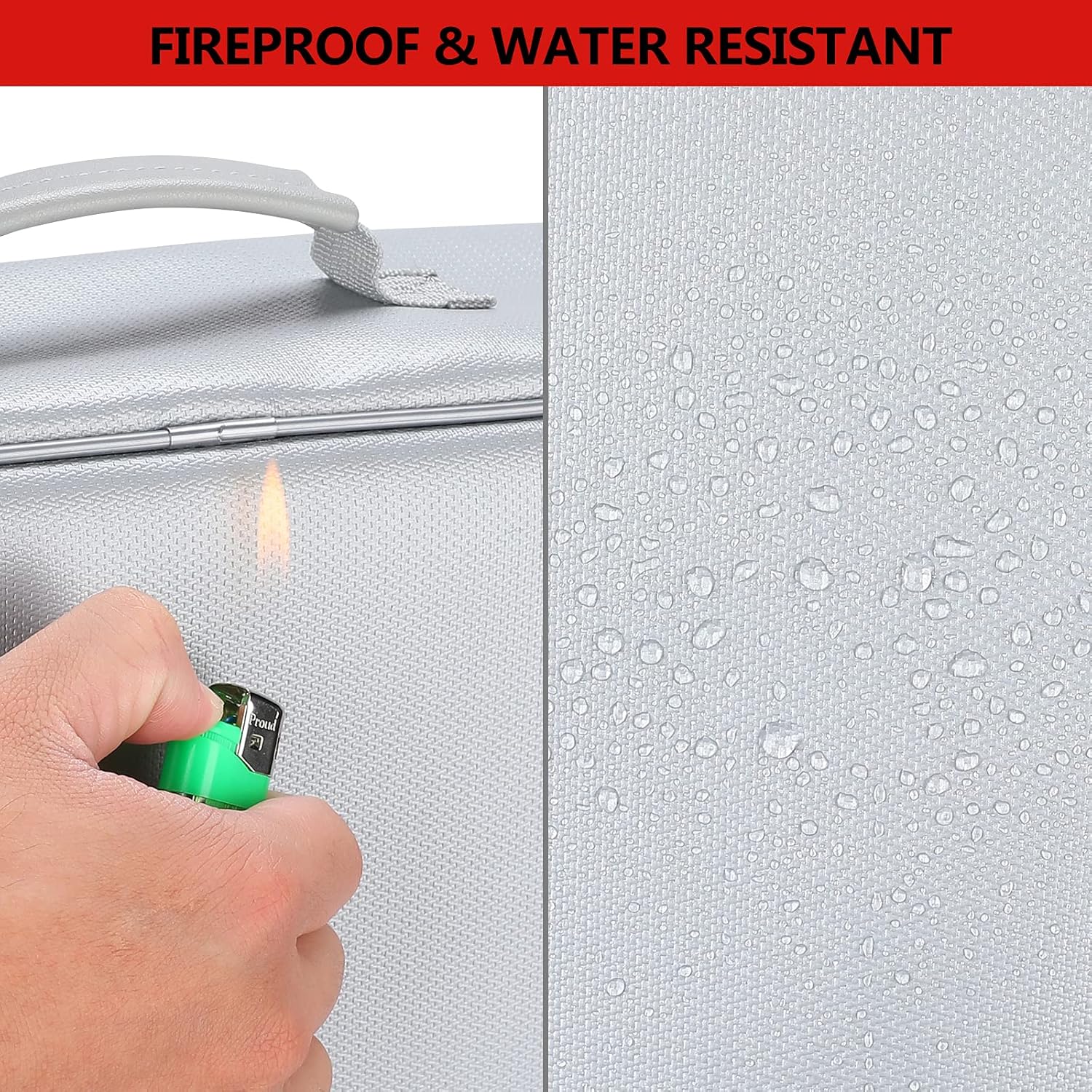 SMART CARRIE Fireproof Document Bags with Lock, 15"x11"x4" IPX4 Waterproof File Organizer, Storage Safe Bag for File Passport Cash Card (Silver) - - 