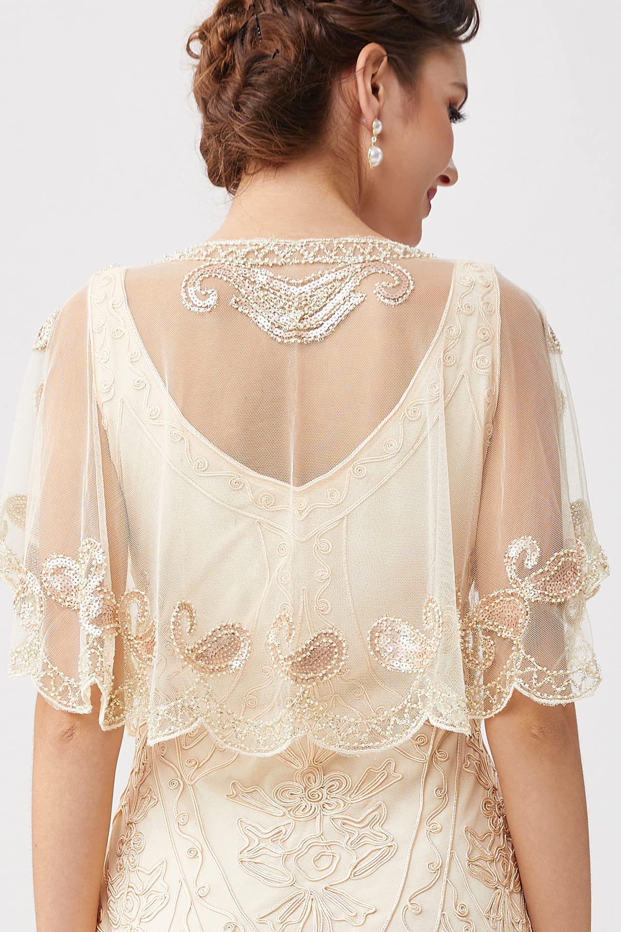 BABEYOND Scialle da donna anni '20 con paillettes perline Art Deco mantello da sera vintage scialle avvolge