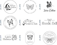 Vista 3 de Sello personalizado para libros de biblioteca con tema de mariposa, sellos autoentintados, sellos personalizados autoentintados, sello