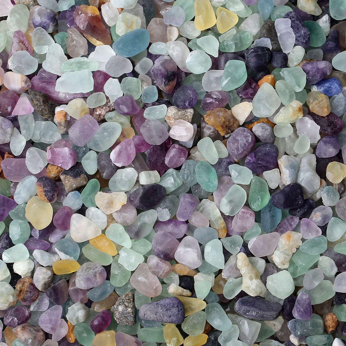 Fluorite Crystal 1lb Crystal Aquarium Gravel Polished Tumbled Stones Irregular Shaped Crystal Chips Bulk Natural Gemstone Rocks Vase Filler Fish Tank Gravel Outdoor Decoration