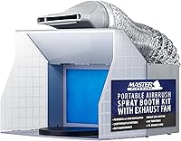 Vista 10 de Master Airbrush Kit de Cabina de Aerógrafo Portátil con Ventiladores de Escape Duales, 4 Luces LED, Mesa Giratoria y Manguera de Extensión, Cabina