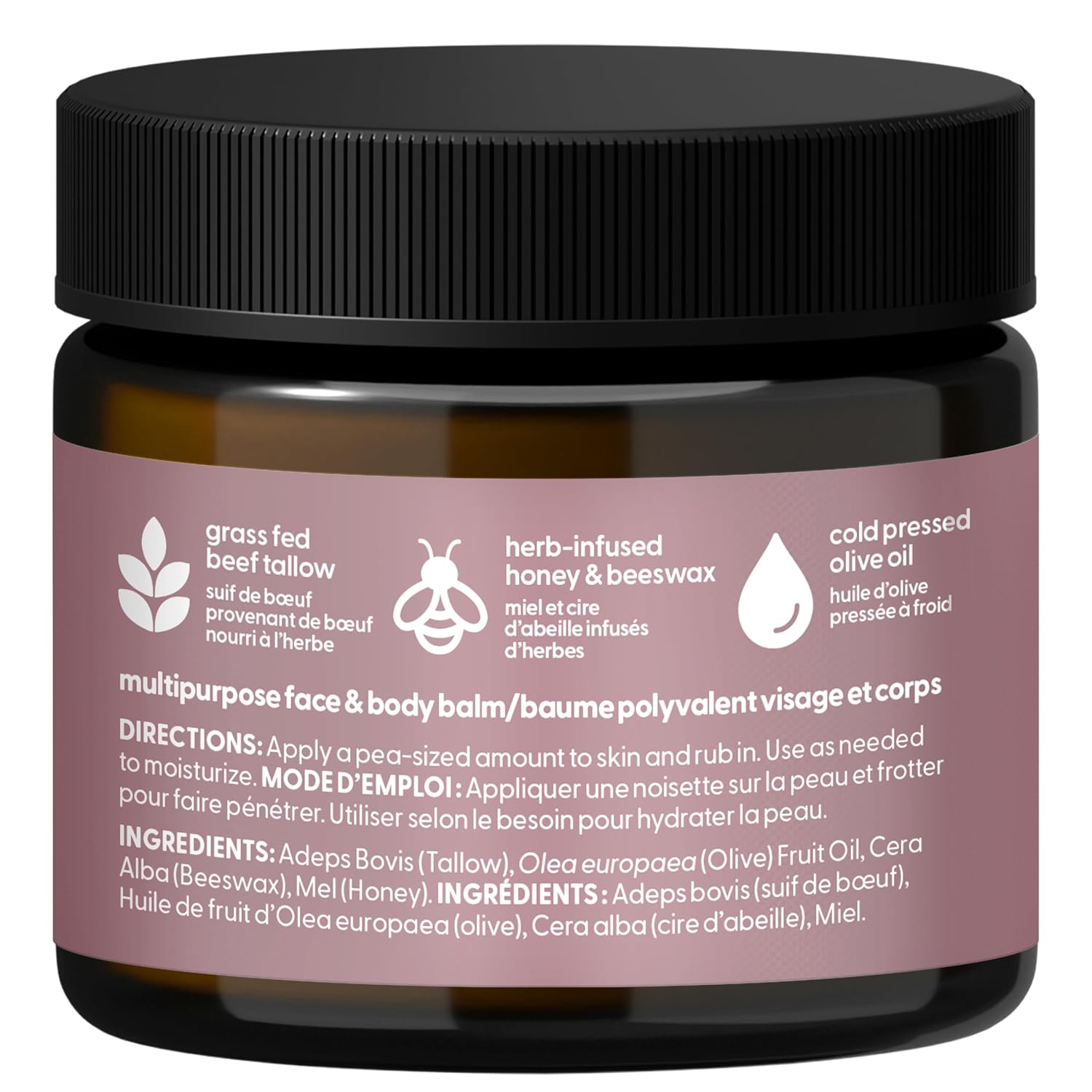 Grass Fed Beef Tallow and Honey Balm for Face - Deeply Moisturizing & Nourishing Gentle Beef Tallow Face Moisturizer with Cold-Pressed Olive Oil for Beautiful Skin Glow & Softness (Unscented, 2oz)