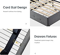 Vista 88 de WEEWAY Base de cama de plataforma de tamaño matrimonial con 4 cajones de almacenamiento, cabecera capitonada con botones de costura de diamante