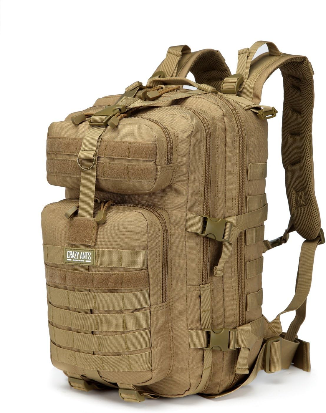 Military Tactical Backpack Waterproof Outdoor Gear for Camping Hiking ,Black + 2 Detachable packs (Khaki + 2 packs) : Sports & Outdoors