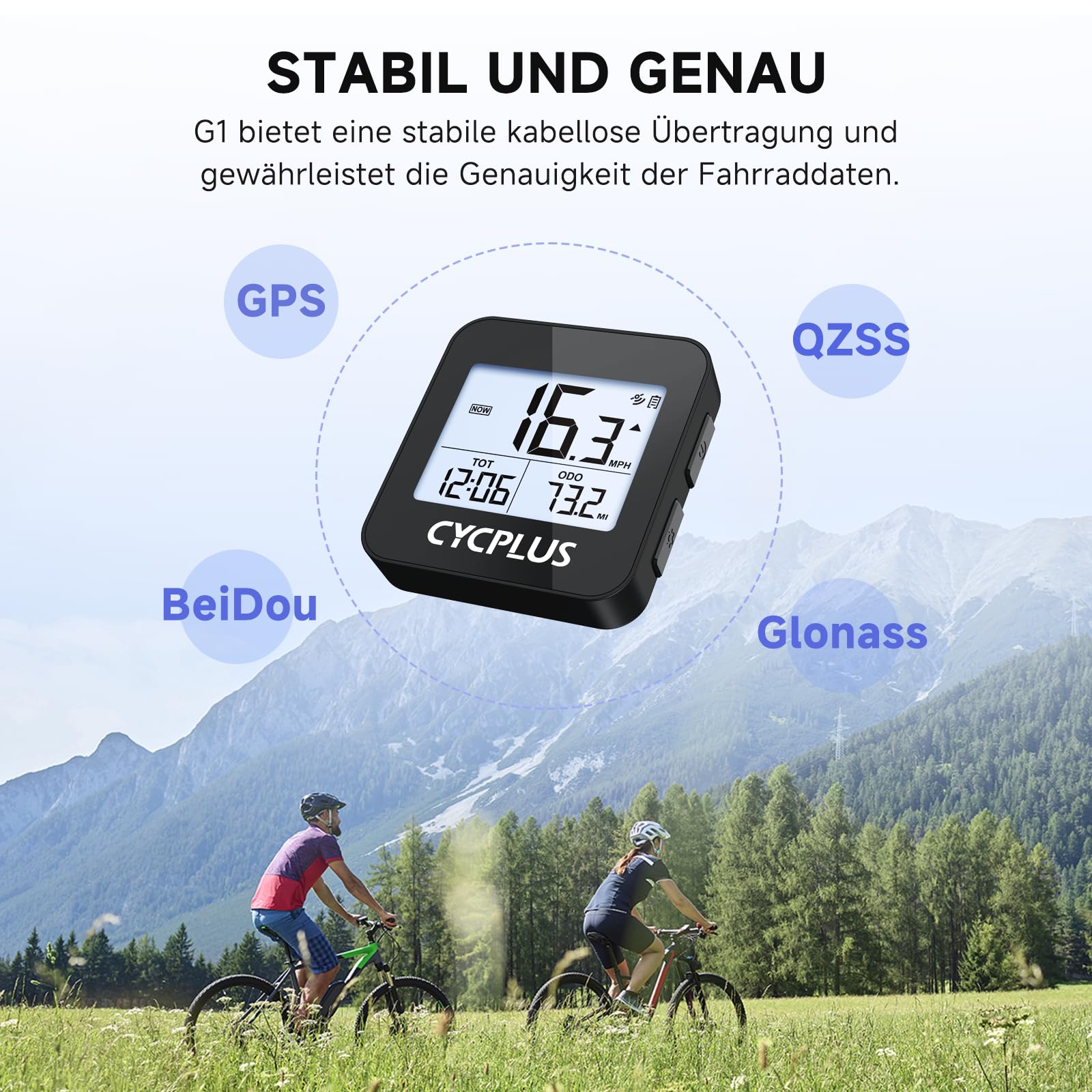 CYCPLUS GPS Fahrradcomputer Drahtlose Fahrradtacho Radcomputer IPX6 Wasserdichter Kilometerzähler GPS-Tachometer Radfahren G1(Neu Aufgerüstet)