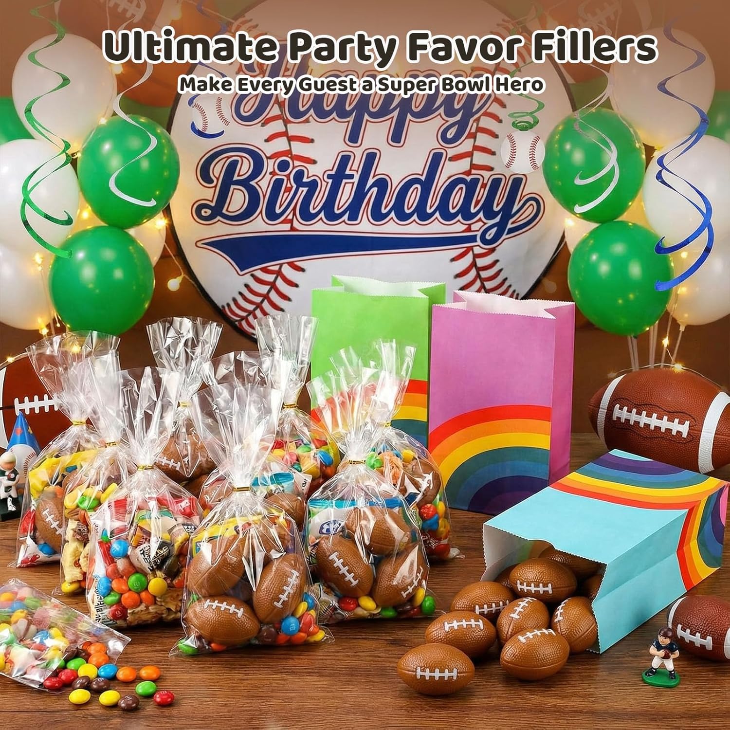 LovesTown Mini Football Party Favors, 28PCS Squeeze Toys Foam Football Stress Balls 2.2 Inch Party Supplies for Kids Birthday Home Decorations - Image 4