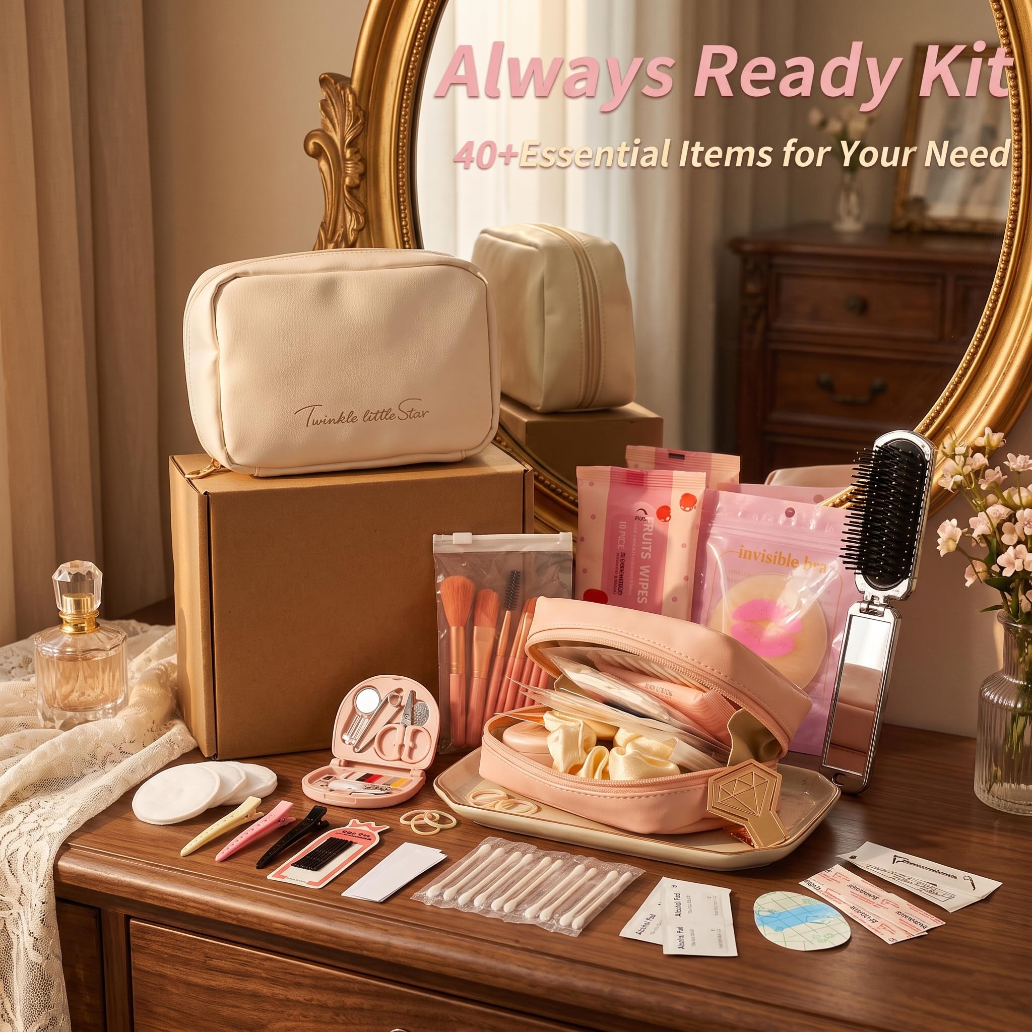 Kit de emergencia nupcial más de 40 artículos esenciales para el día de la boda, juego de supervivencia para novia y fiesta nupcial (blanco)