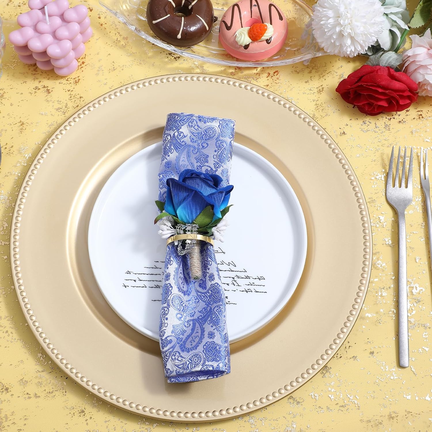 100Pcs Gold Napkin Rings Bulk, Elegant Gold Napkin Rings, Servilleteros para Mesas for Weddings, Parties, Dinners