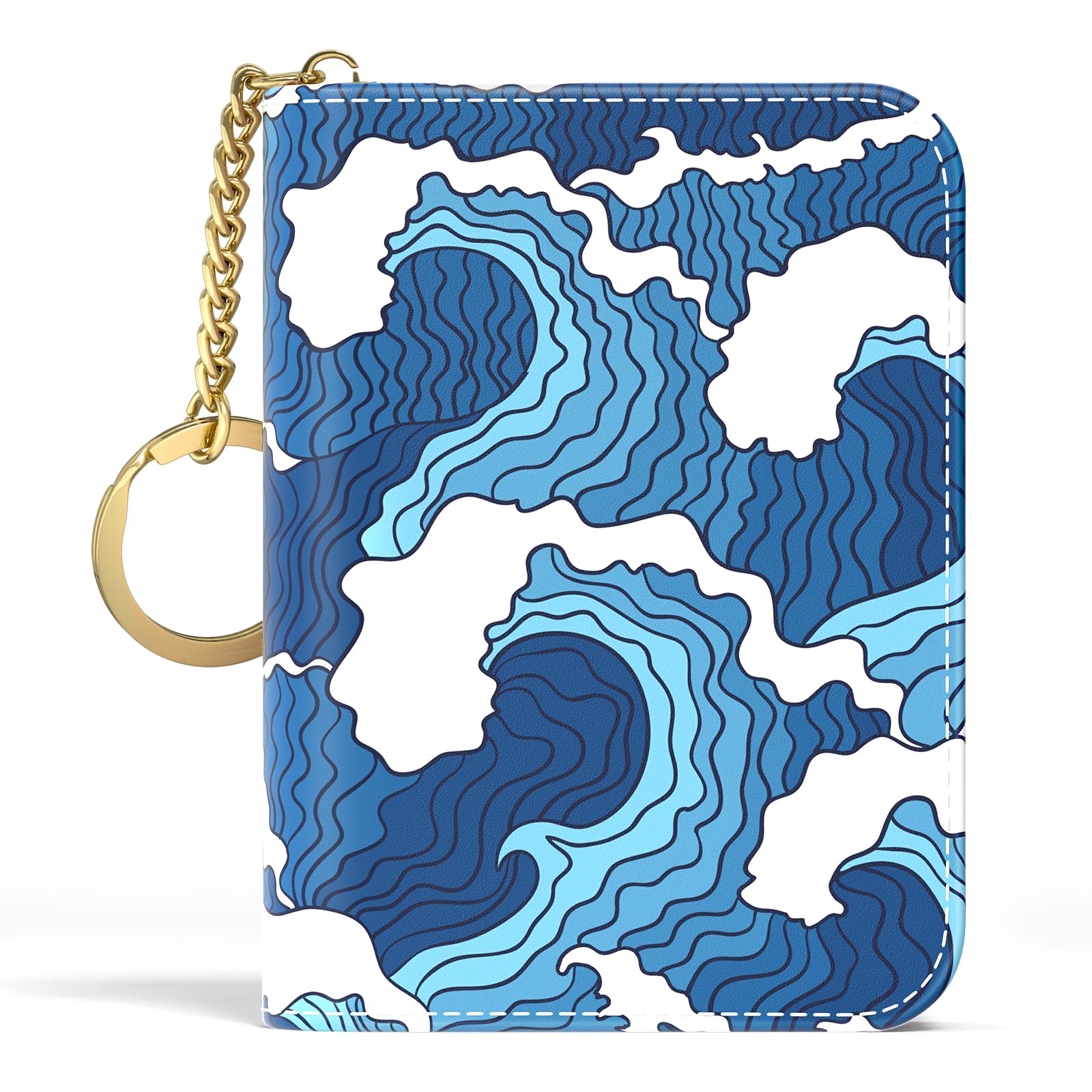 Credit Card Holder for Women, Small RFID Wallet Slim Leather Card Case | Credit Card Holder for Women, Business Card Organizer Case with Zipper and Keychain