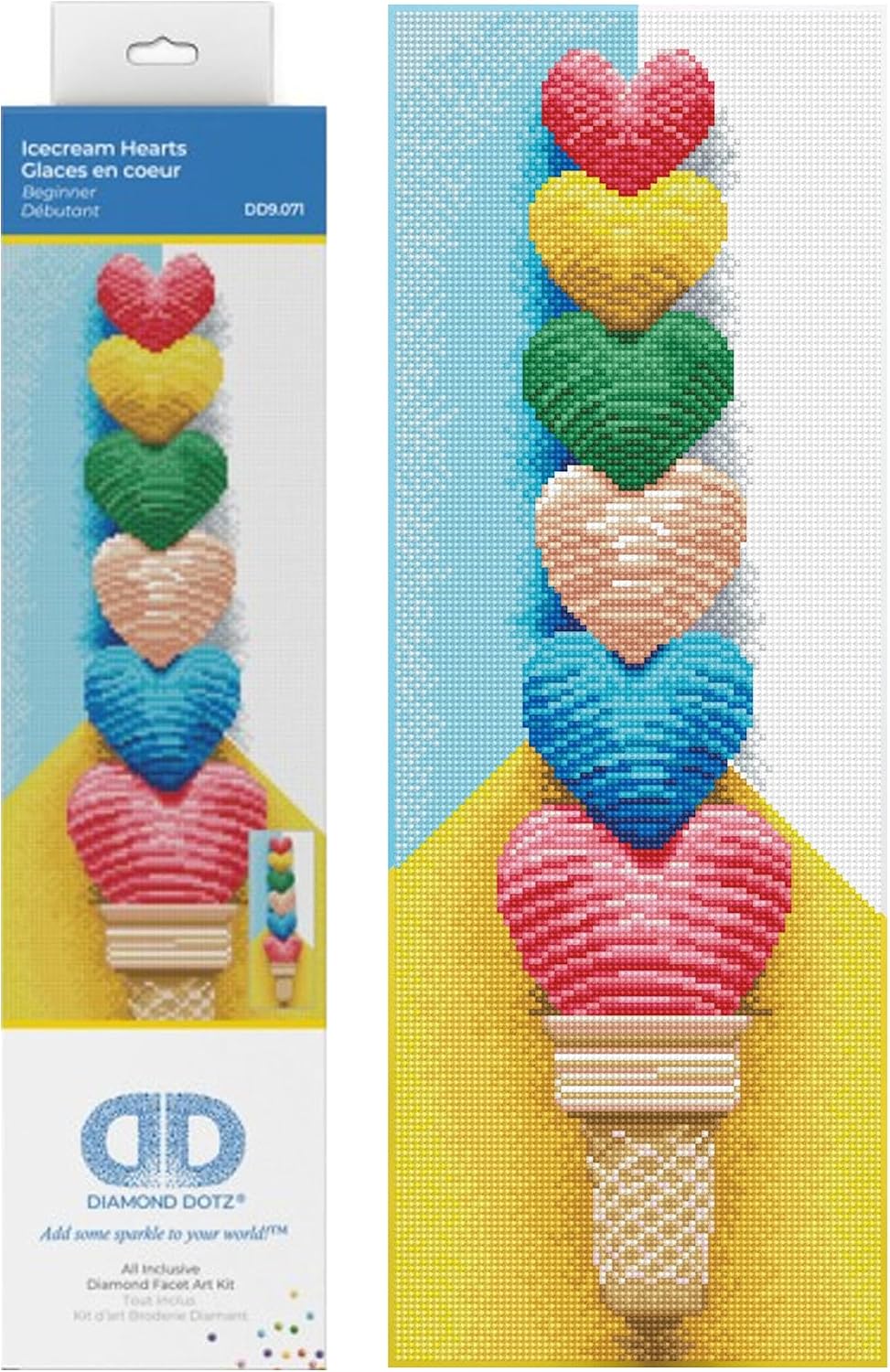 DIAMOND DOTZ Ice Cream Hearts Food Diamond Painting Kits for Adults - Diamond Art Kits a Relaxing Creative Craft Kit with Dotz Gems 23.6"x8.7"
