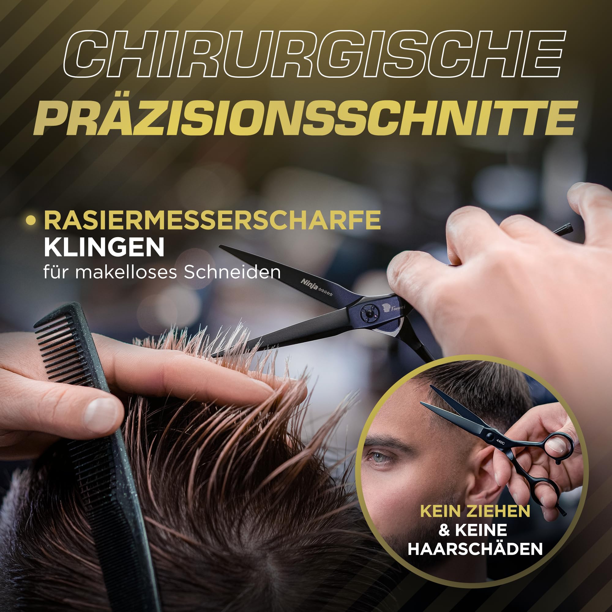 Fagaci Haarschneideschere 6" für Linkshänder 440C Stahl für Überlegene Präzision, Haarschere mit Extrem Scharfe Klingen, Friseurschere Profi, Schere Haare Schneiden Langlebige Schärfe, Frisörenschere | Hergestellt aus hochwertigem 440C-Stahl, konvexe Schä
