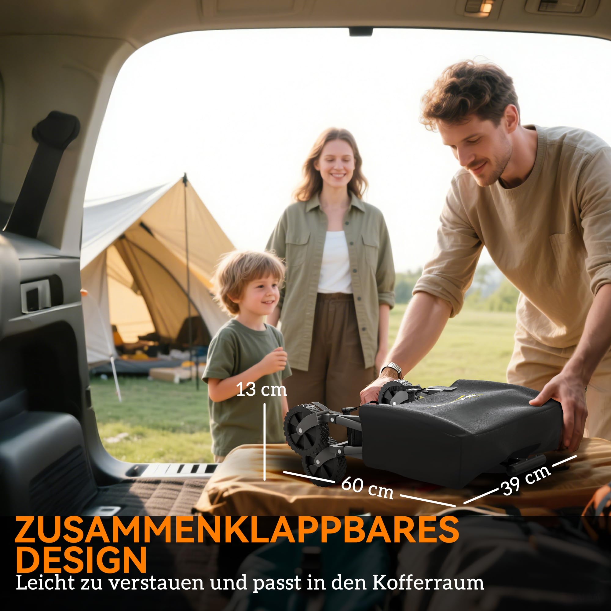 Outsunny Bollerwagen Faltbarer Handwagen 360° Gartenwagen Transportwagen mit verstellbarem Griff Strandwagen bis 60 kg Tragkraft, für Sport, Einkauf, Camping, Schwarz