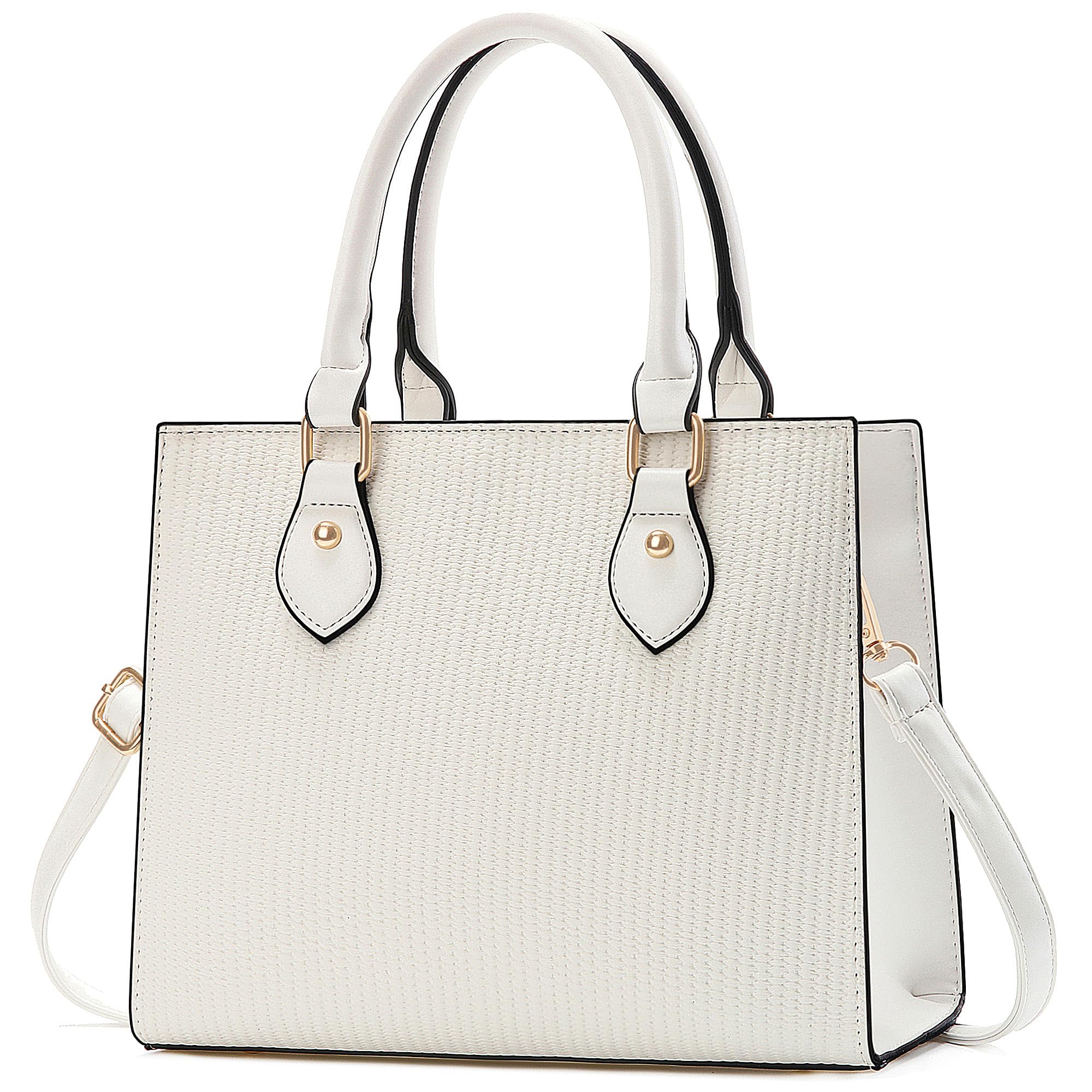 CHICAROUSAL Crossbody Purses and Handbags for Women PU Leather Tote Top Handle Satchel Shoulder Bags (CB White)