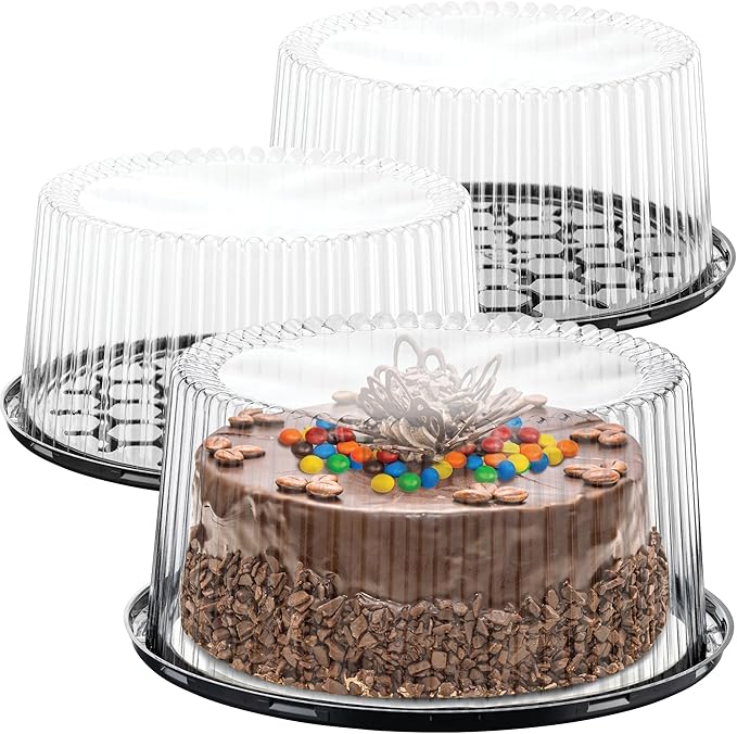 9" Plastic Disposable Cake Containers Carriers with Dome