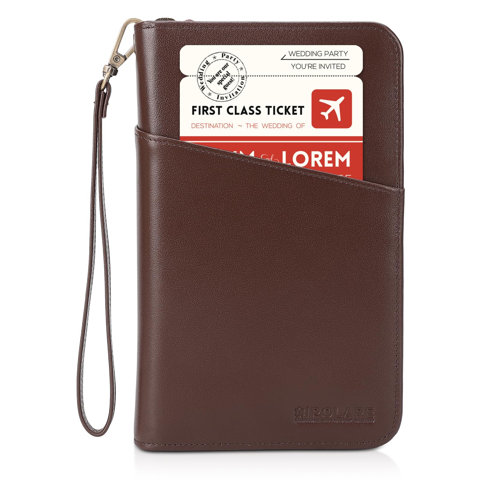Polare Full Grain Leather Passport Holder Cover Case for Men and Women RFID Blocking Family Travel Wallet Holds 6 Passports (Coffee)