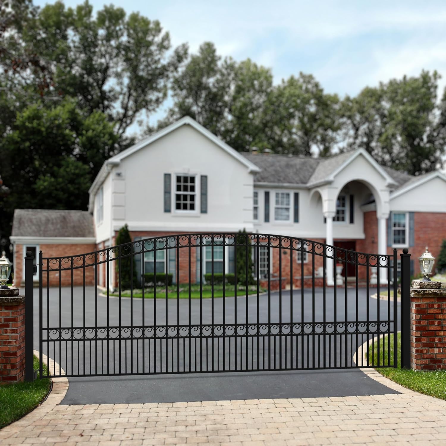 ALEKO 16x6 feet Paris Single Swing Driveway Gate, Anti-Rust Galvanized Steel Security Fence Barrier - DG16PARSSW