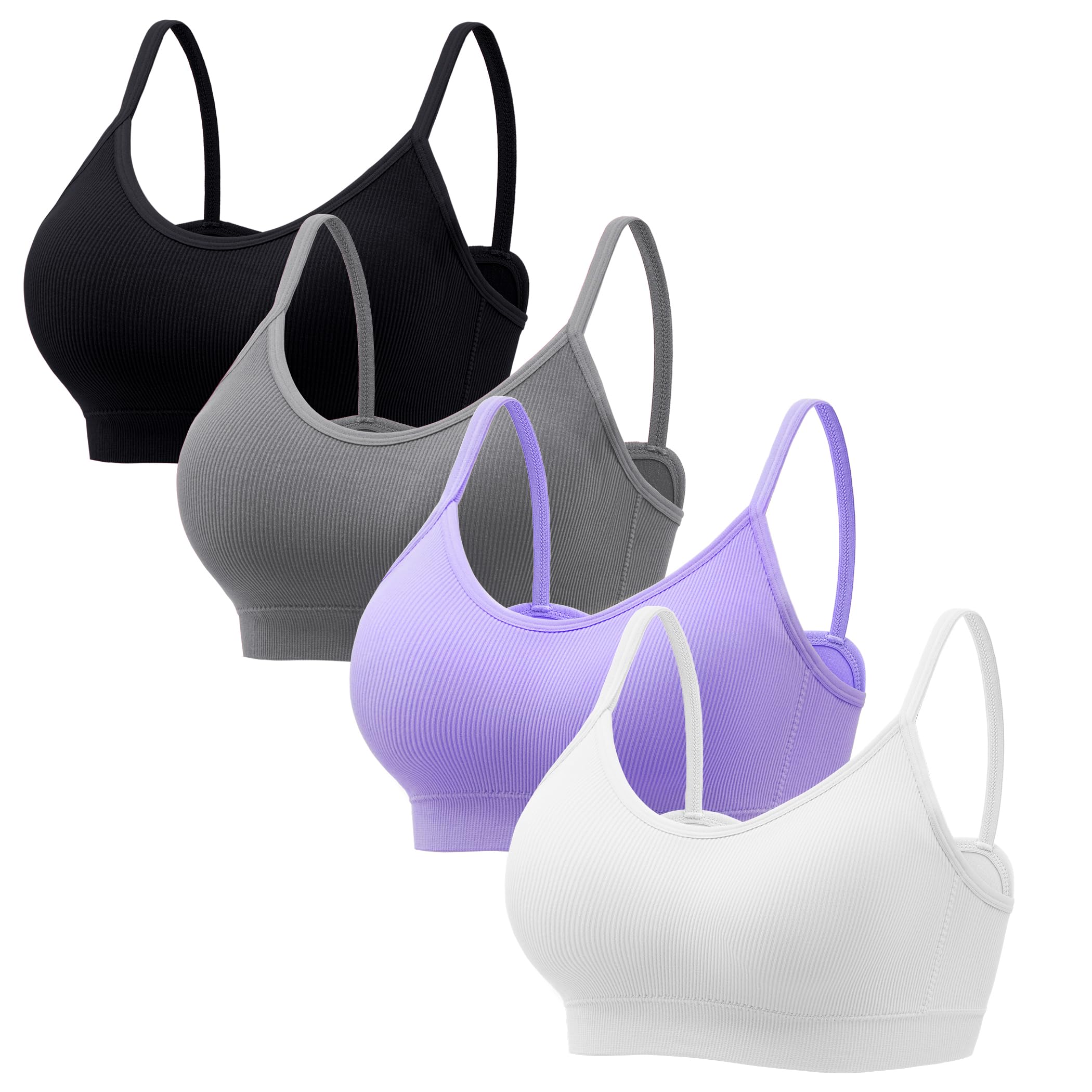 HBselect 4er BHS Damen ohne Bügel Nahtlose Sports BHS Seamless Bralettes Push Up BH für Große Brüste Starker Halt T-Shirt BHS Yoga Bra Bustier Top