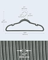 Vista 50 de SONGMICS UCRF029W05 - Paquete de 50 ganchos de terciopelo antideslizantes para trajes con muescas para el hombro, barra para pantalones, gancho