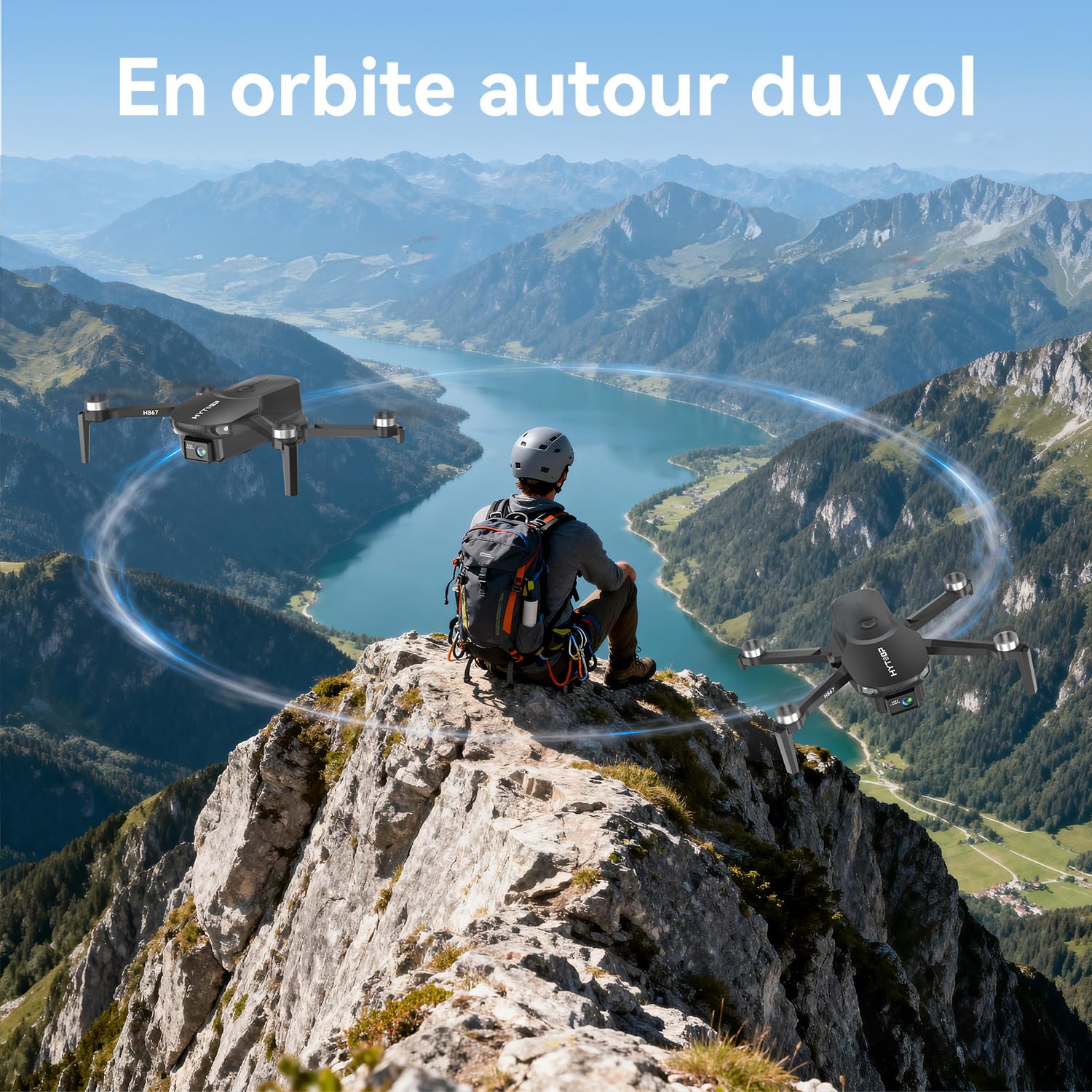 H867 Drone avec Caméra 4K pour Adultes et Débutants, Moteur Sans Balais, Quadricoptère RC Pliable avec 2 Batteries, Mode Sans Tête, Retournements à 360°(Noir)(Standard)
