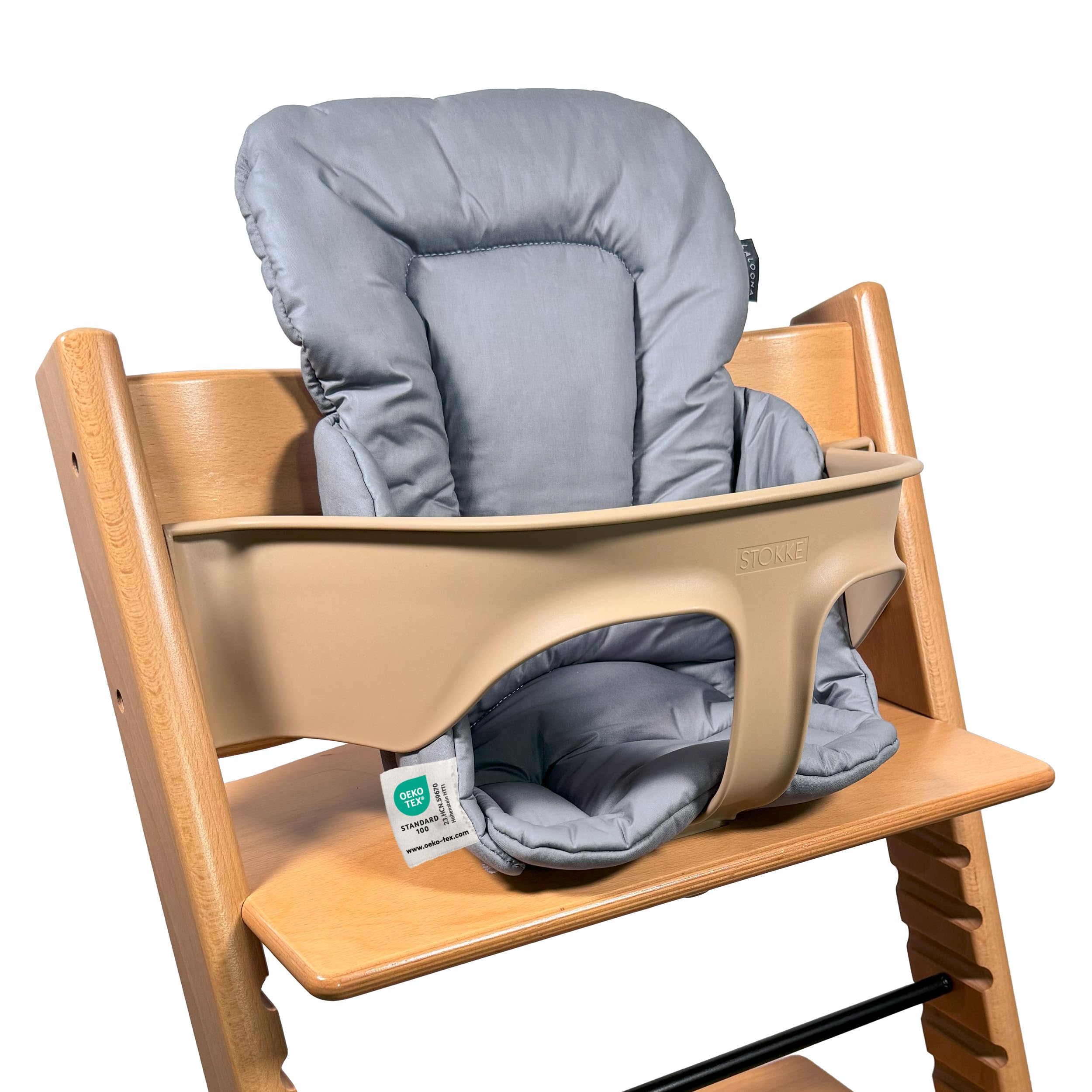 LaLoona Sitzverkleinerer für Hochstuhl Stokke Tripp Trapp - Baby Sitzpolster beschichtet & abwaschbar, OEKO-TEX Standard 100 geprüft und maschinenwaschbar - Grau