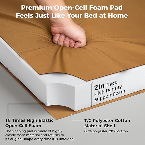 Miniatura 6 de Kingcamp Comfort XXL Wide Perforated PU Foam Cot Mattress, Portable Roll Up Camping Mattress Cot Mat, Sleeping Mat with Roll Helper for Cot pad