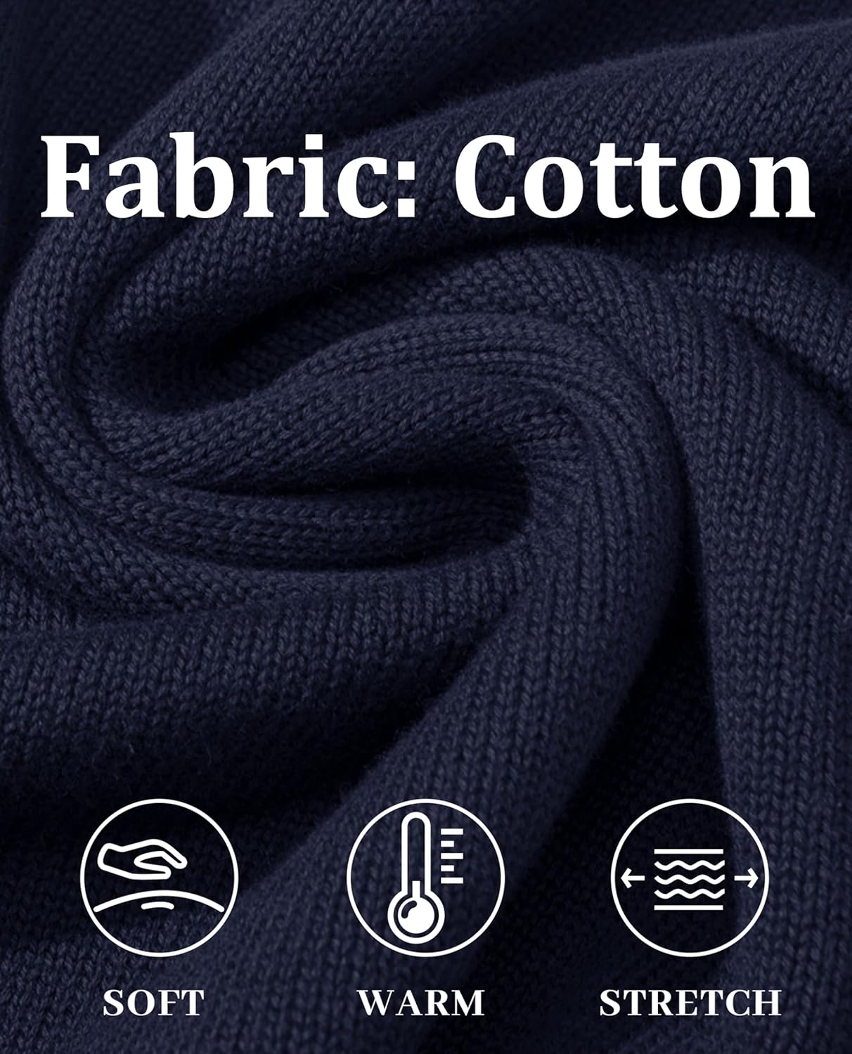 EKLENTSON Men's Quarter Zip Pullover Sweater Striped Knitted Turtleneck Pullover Winter Golf Sweater - Image 6