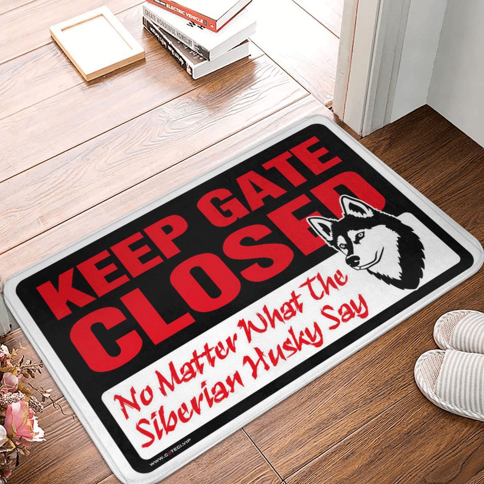 Tapis de bienvenue intérieur antidérapant sécurité et humour Husky 65x90