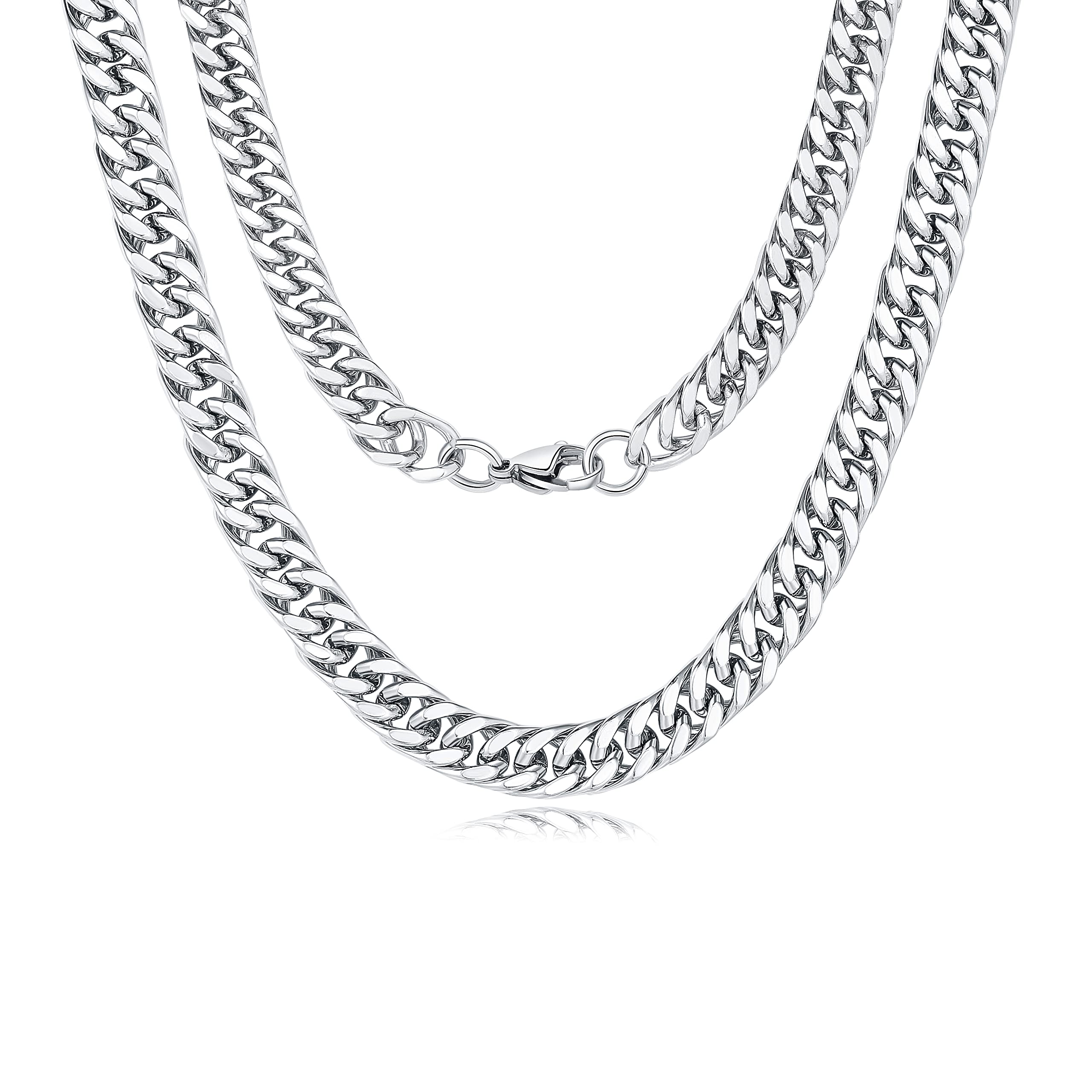 Lovans 14K Gold Plated Cuban Chain for Men and Women 5MM 7MM Stainless Steel Curb Necklace in Color Gold and Silver Mens Chain 20/23 Inch Length