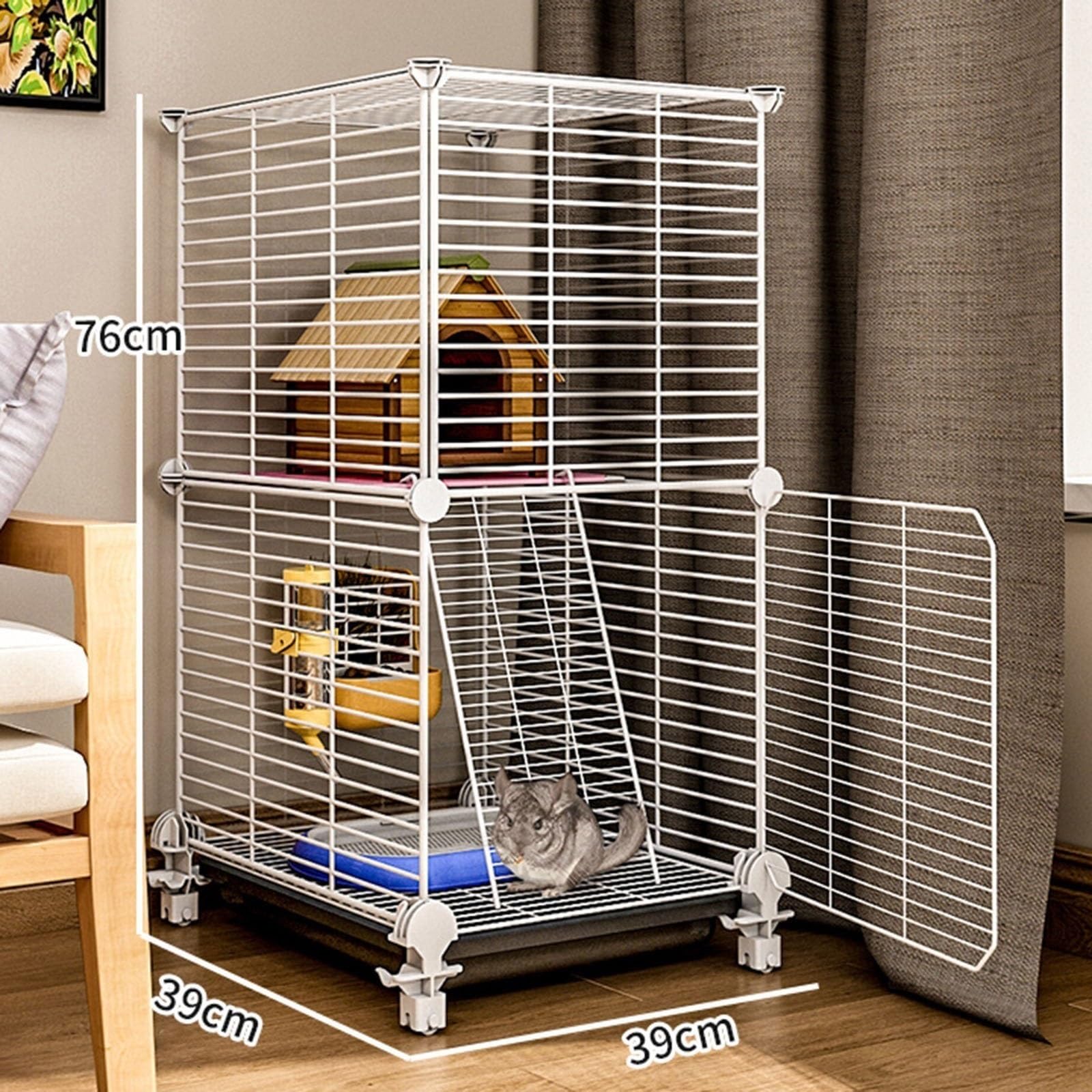 Jaula de chinchilla, jaula para mascotas de varios niveles para hurones, ratas y cobayas, fácil de limpiar con ruedas deslizantes y bandeja, diseño de bricolaje