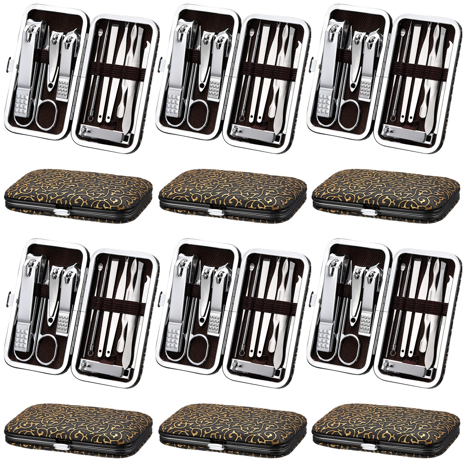 Geosar Set da 12 set per manicure e pedicure, in acciaio inox, professionale, per la cura delle unghie, con lussuosa custodia da viaggio per la cura delle unghie (stile moderno)