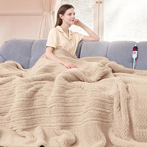 Heated Blanket Full Size 72"X84" Beige - Soft Double Sided